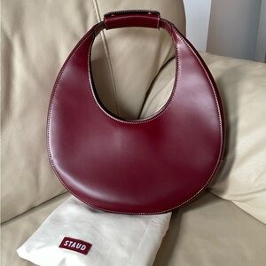 Staud Burgundy Moon Leather Shoulder Bag